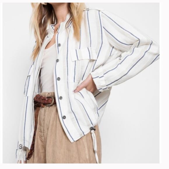 Rails Rowen Coco Stripe Linen White Jacket Small - Picture 10 of 10